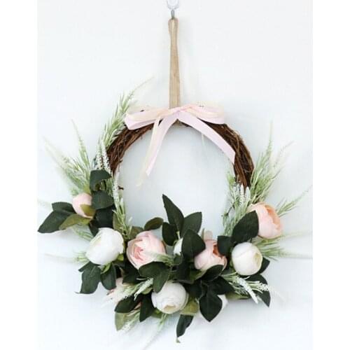 Wedding Artificial Peony Flower Wreath Front Door Wreath Spring Season Party Home Decoration
