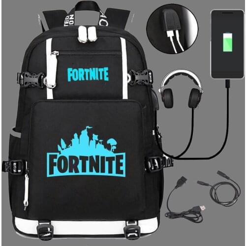 Fortnite School Backpack Luminous USB Charge School Bag For Teenager Boy Anti-Theft Childrens Schoolbags Laptop Backpack