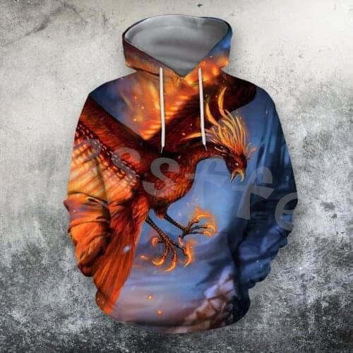 Tessffel Animal Phoenix Queen Tattoo NewFashion Streetwear 3DPrint Men/Women Harajuku Pullover Autumn Long Sleeve Zip Hoodies A9