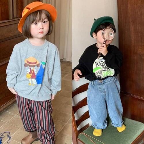 Autumn New Kids Clothing Casual Baby Boys Cartoon Print Hoodies Fashion Loose Sweatshirts for Girls 3-8 Y Childrens Pullovers