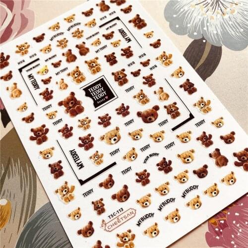 TSC-111-112-113 Bear teddy 3D Back glue Nail decal Nail sticker Nail decoration Nail art Nail tool Nail ornament
