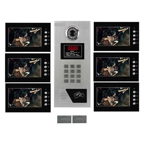 XinSiLu New Arrival Home security Video Intercom System 7" LCD Video Door Phone IR Home Building Video Doorbell For 6-Apartments