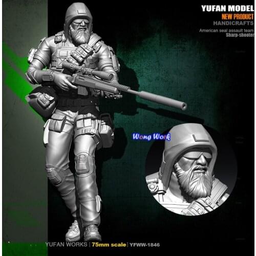 Wong Work Unpainted 1/24 Resin Model Kits Garage Kit 75MM US Soldier Figure Unassembled Statue WW-1846