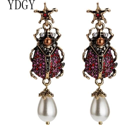 YDGY acrylic pearl insect Earrings female exaggerated Earrings personality fashion jewelry