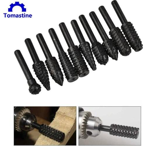 10 pcs 6mm High Speed Steel Shank Rotary Burr Kit Cone Step Drill Titanium Bit Hole Cutter Wood Rotary Rasp File Drill Bits Set