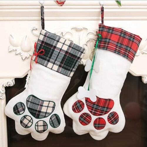 100 PCS New Arrive Dog Paw Gift Candy Bag Pet Christmas Stocking Animal for Kids Indoor Decor