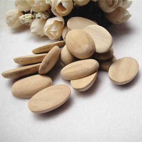 15Pcs/Lot Unfinished Natural Wooden Bead Blank Wood Cabochon Material Oval Shape DIY For Craft Jewelry Findings Accessories