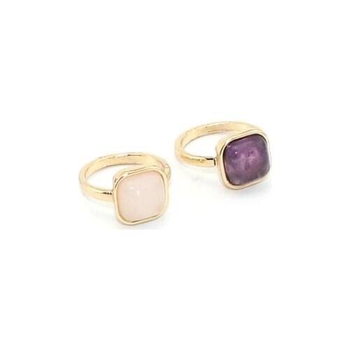 2017 new geometric Alloy vintage pink purple square stone simple ring for women