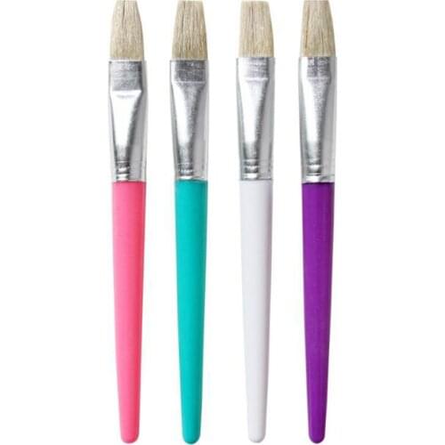 4pc Brush DIY Graffiti Watercolor Brush Flat Head Plastic Rod Bristle Art Painting Acrylic And Oil Brush Children Stationery Pen
