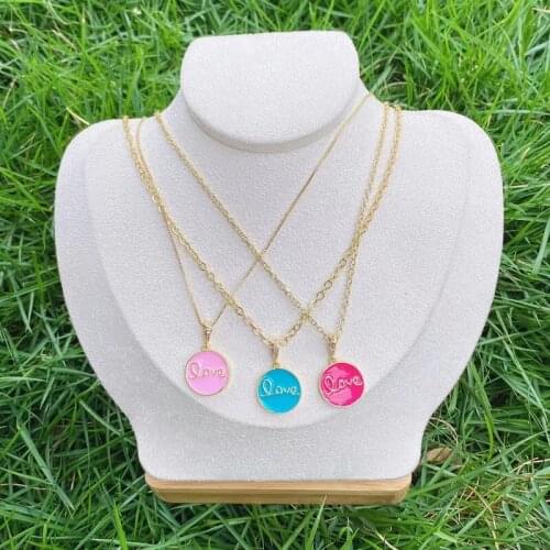 5pcs/lot Trendy 2021 Colorful Enamel Love Pendants Gold Plated Necklaces Jewelry