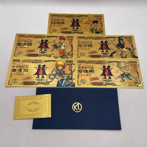 5types Popular Classic Japanese Hunter-X-Hunter Hxh Killua Zoldyck Hisoka Anime Gold Banknote For Home Decor