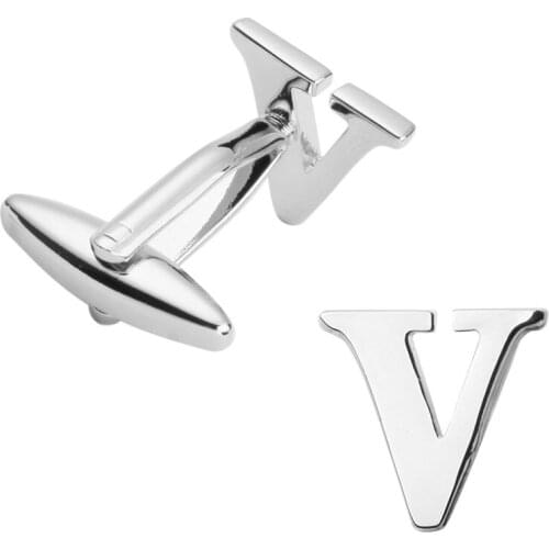 Free delivery, high quality copper material cuff links, brand new fashionable silvery V letter cuff links, mens wedding gifts