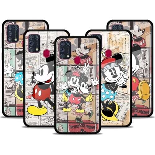 Disney Retro Mickey for Samsung Galaxy S21 Ultra A71 A51 4G 5G A91 A81 A41 A31 A21 A11 A01 Tempered Glass Phone Case