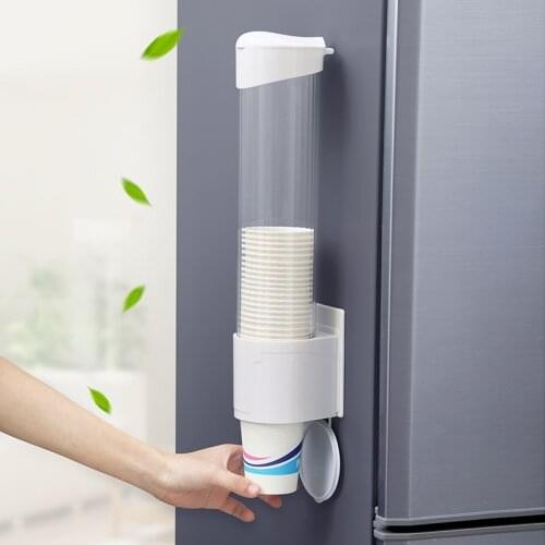 Disposable Paper Cups Holder Wall Mounted Automatic Cup Storage Rack Cups Holder For Water Dispenser Cups Container Accessories