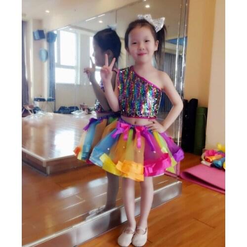 Children Ballet Dance Costumes For Girls Sequins Jazz Dance Dress Kids Modern Dance Performance Dance Girl Stage Dancewear