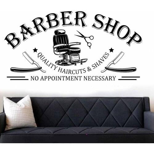 Home Decor Accessories For Hair Salon Barber Shop Vinyl Art Wall Stickers Barber Shop Scissors Scraper Seat Stickers