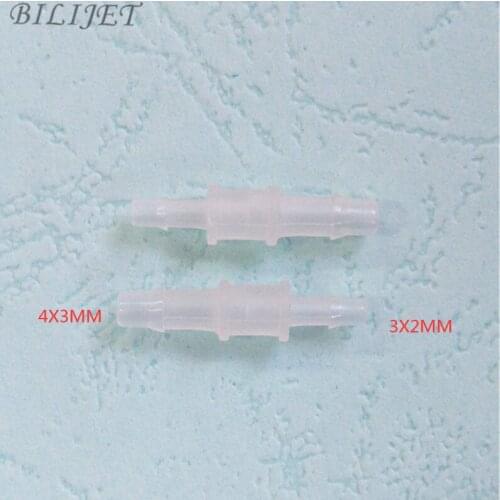Eco solvent printer ink tube connector 4X3MM to 3X2MM single way for Epson DX4 DX5 DX6 Allwin Human Xuli Aifa ink pipe clip 50pc