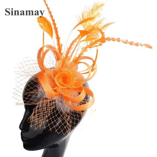 Artistic Sinamay Feather Material Fascinator Headpiece Hot Pink Cocktail Hair Accessories Show Hats Suit For All Season XMF242