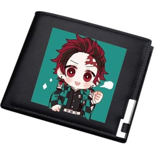 Demon Slayer: Kimetsu no Yaiba Money Bag Students ID Card Holder Pu Leather Short Wallet Unisex Cartoon Carteira Gift Coin Purse