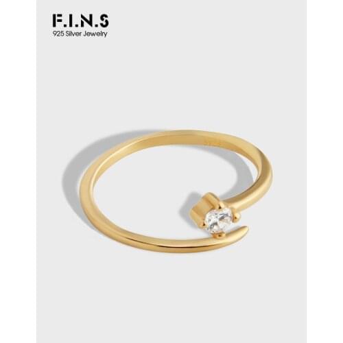 F.I.N.S Minimalist Fine Meteor S925 Sterling Silver Joint Ring Female Girl Tail Ring with Zircon Opening Finger Rings Fashion