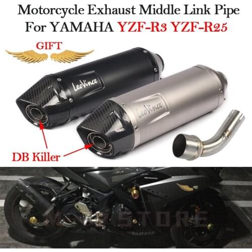 Motorcycle Exhaust Modified Carbon Fiber Escape Muffler DB Killer Connecting Middle Link Pipe For YAMAHA YZF-R3 YZF-R25 Slip On