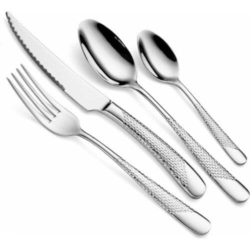 24pcs Cutlery Set Silverware Dinner Set Knives Forks Spoons 18/10 Stainless Steel Dinnerware Set Dishwasher Safe Dropshipping