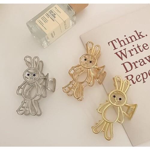 New Cartoon Cute Rabbit Metal Hair Claw Girl Fashion Simply Hair Grab Clip Sweet Personality Washing Face Hair Accessories