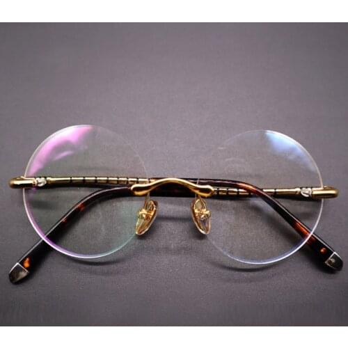 Retro Rimless Round Square Tortoiseshell Eyeglasses Frame Flexible Titanium Alloy Temple Optical Glasses Prescription Frameless