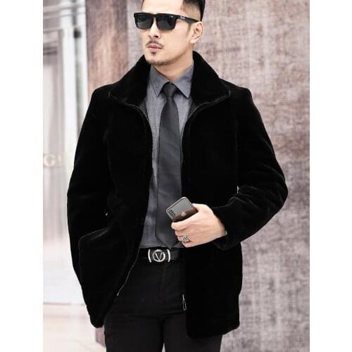 Autumn faux mink fur leather jacket mens lapel winter thicken warm fur leather coat men loose jackets fashion B176