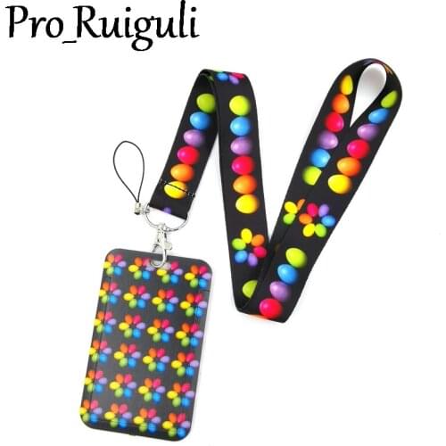 Easter Colorful Eggs Lanyard Credit Card ID Holder Bag Student Women Travel Card Cover Badge Car Keychain Decorations