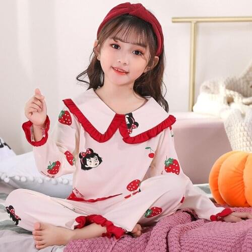 Girls' Pajamas Princess Soft Cotton Childrens Long Sleeve Home Clothes Pajama Sets Set Top And Pants Girl 3-12y Pijama Birthday