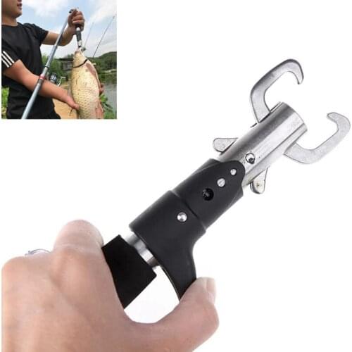 Portable Fishing Gripper Stainless Steel Fish Lip Grip Handle Grab Carp Fishing Lip Grip Fishing Tools Fishing Accessories