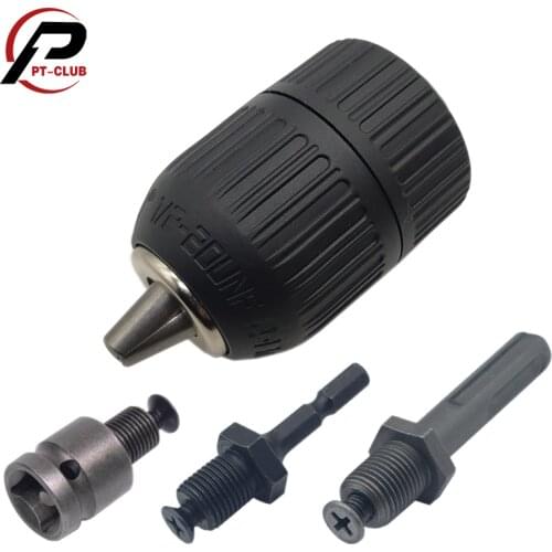 2-13mm Precise Keyless Drill Chuck Converter 1/2"-20UNF Thread Quick Change Adapter SDS-Plus Shank 1/4" Hex