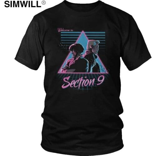 Ghost In The Shell T Shirt Men Cyber Motoko Kusanagi Major Gits Anime Welcome to Section 9 Batou Tshirt Short Sleeved Cotton Tee