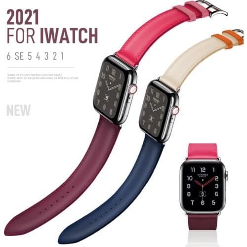 Brown Leather Band Loop Strap For Apple Watch 6 SE 5 4 3 2 1 38mm 40mm , Men Leather Watch Band for iwatch 5 44mm 42mm Bracelet