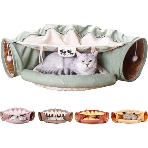 Collapsible Removeable Cat Tunnel Tube Pet Interactive Play Toys Sound Paper Ring Bell For Cat Ferrets Puppy