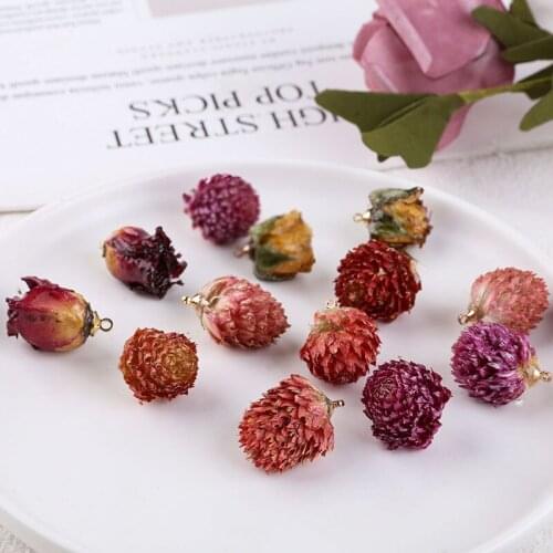 High Quality Real Dried Flower Epoxy Resin Jewelry Flower Charms 10pcs Ornament Accessories Girls Fashion Earring Pendants