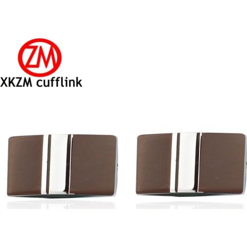 XKZM Jewelry French shirt cufflink for mens brand Red bars enamel Cuff link Luxury Wedding Button silvery High Quality