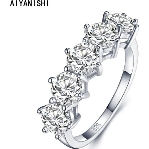 AIYANISHI Wedding Ring 925 Sterling Silver Sparkling Sona Diamond Engagement Band Ring for Women Promise Statement Jewelry Gifts