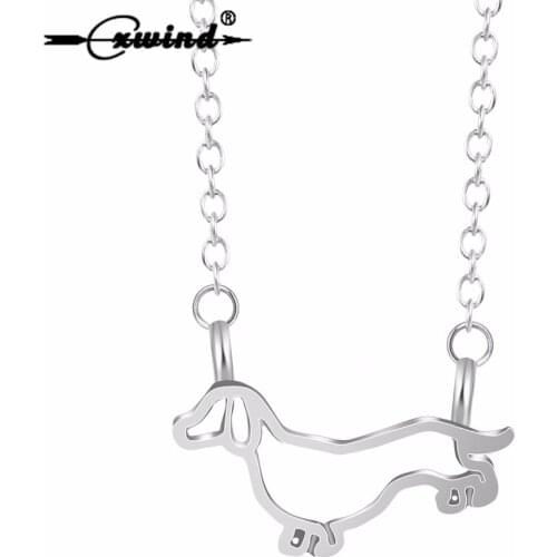 Cxwind Cute Little Puppy Dog Pendant Necklace Dachshund Animal Choker Necklaces Jewelry for Women Girl statement Chain Collar