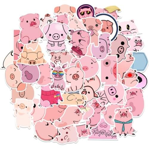10/50pcs Creative Pink Pig Stickers Kawaii Little Pig Stickers DIY Photo Albums Car Suitcase Laptop Skateboard Sticker Decal