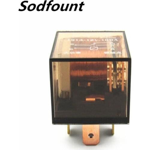 10pcs Transparent belt LED light waterproof car relay 12V 100A JD1914 5 plugs with iron pieces