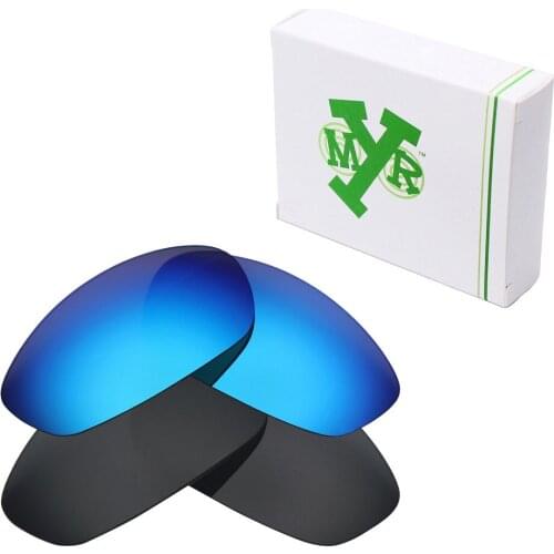2 Pairs Mryok POLARIZED Replacement Lenses for Oakley Whisker Sunglasses Stealth Black & Ice Blue