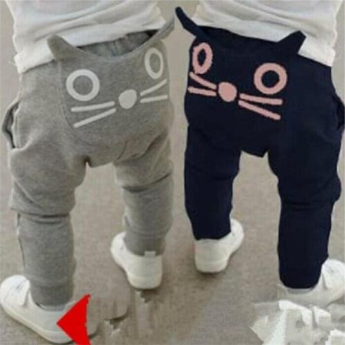 2019 Spring autumn Cotton Boys Girls Pants Kids Baby Kitten pocket Leggings 3D Cat Lovely Harem Trousers Children clothes
