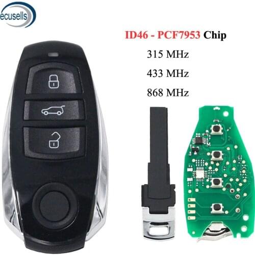 3 Button Smart Remote Key Fob for Volkswagen 315/433/868MHZ With 7953 Chip ID46 forTouareg 2011-2014