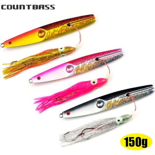 3PCS 150g 5.3oz Countbass Inchiku Jig with Octopus Assist Hook, Squid Jigging, Saltwater Bottom Ship Snapper Fishing Lures
