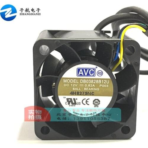 AVC DB03828B12U P003 DC 12V 0.82A 38x38x28mm 4-wire Server Cooling Fan