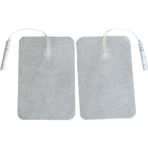50Pairs/Lot Electrode Connecting Lead Wire Cable Replacement Pads For Tens Therapy Massager Plug 2mm 6x9cm Self Adhesive Gel