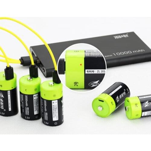 ZNTER 3000mAh 1.5V rechargeable battery C size USB rechargeable lithium polymer battery with Micro USB cable for fast charging