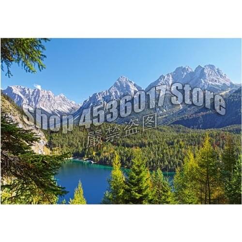 100% DIY Diamond Mosaic Lake in the Alps, Austria Handmade Diamond Painting Cross Stitch Diamond Embroidery Patterns Rhinestones